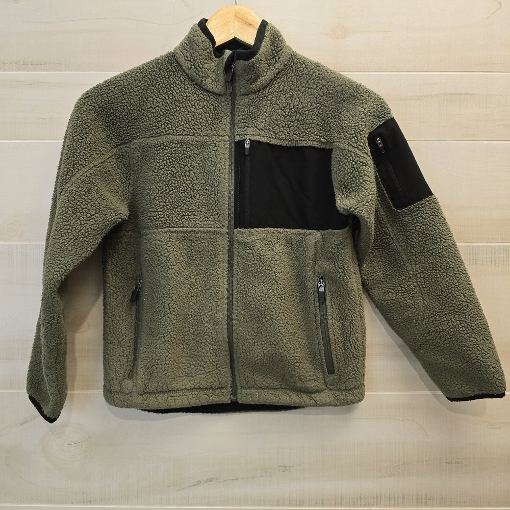 {S/8} L.L. Bean Sherpa Jacket Coat Green Black
